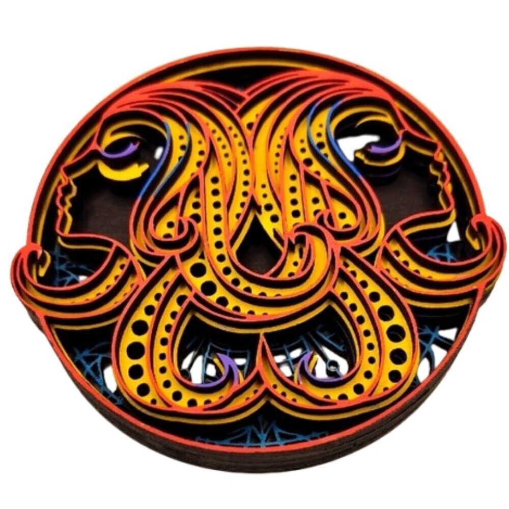Gemini Zodiac Sign Layered Design. Refrigerator magnet.